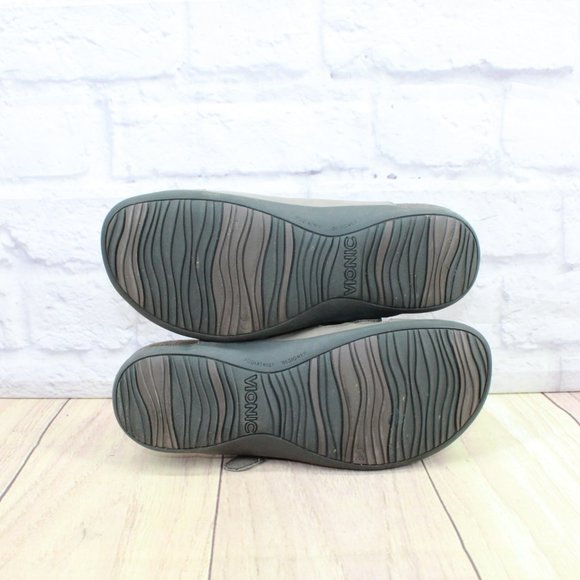 Vionic 374 Midway Gray Leather Slip On Buckled Mary Jane Flat Shoes Size 7 - Picture 9 of 9